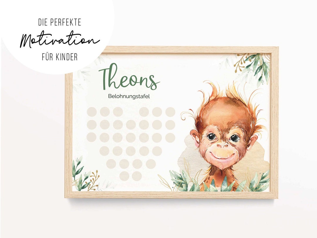 Reward Chart Monkey Girl Boy Reward for Children Green - Etsy Australia