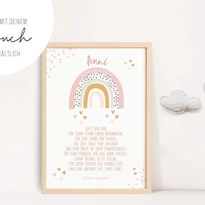 Segenswunsch Taufe • Taufgeschenk • Regenbogen Rosa • Mädchen Junge • Geschenk • Bild • personalisiert • als Print PDF • PA 0062