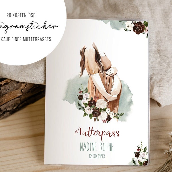 Mutterpasshülle Blumen • Babybauch • personalisiert • Mutterpass • Geschenk • Schwangerschaft