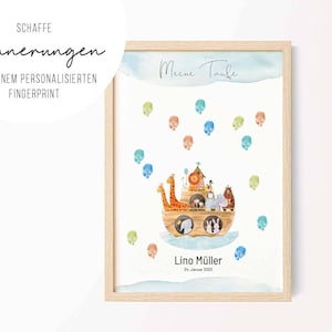 Fingerprint Poster Arche Noah • Print PDF A4 A3 • Gästeposter Geschenk • Taufe Kommunion personalisiert • Daumen Abdrücke • FP 008