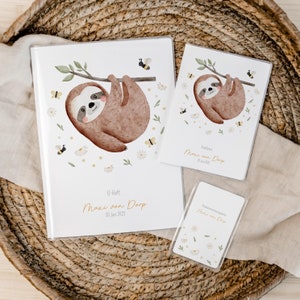 Set U-Heft und Impfpass personalisiert • Faultier • Geschenk zur Geburt • Geschenkidee für Babys • Schutzhülle mit Namen • UH 0010
