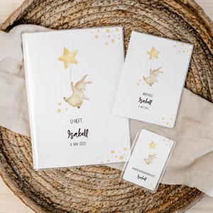 Set U-Heft und Impfpass personalisiert • Hase • Geschenk zur Geburt • Geschenkidee für Babys • Schutzhülle mit Namen • UH 0035