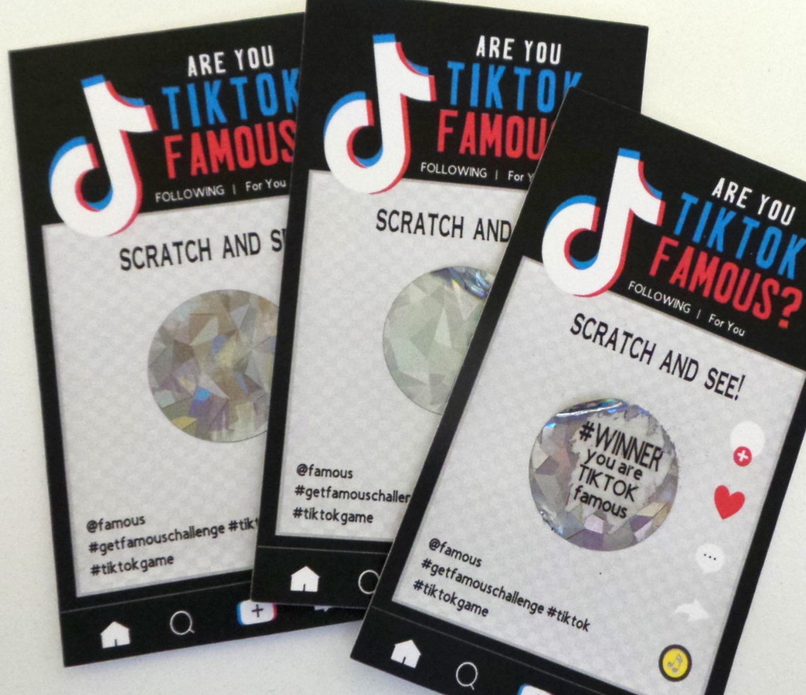 Scratch & Win Party Game 12 cards TIK TOK inspired birthday Etsy