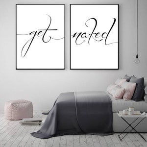 Get Naked Set of 2 Printable Over the bed His and Hers Signs | Etsy