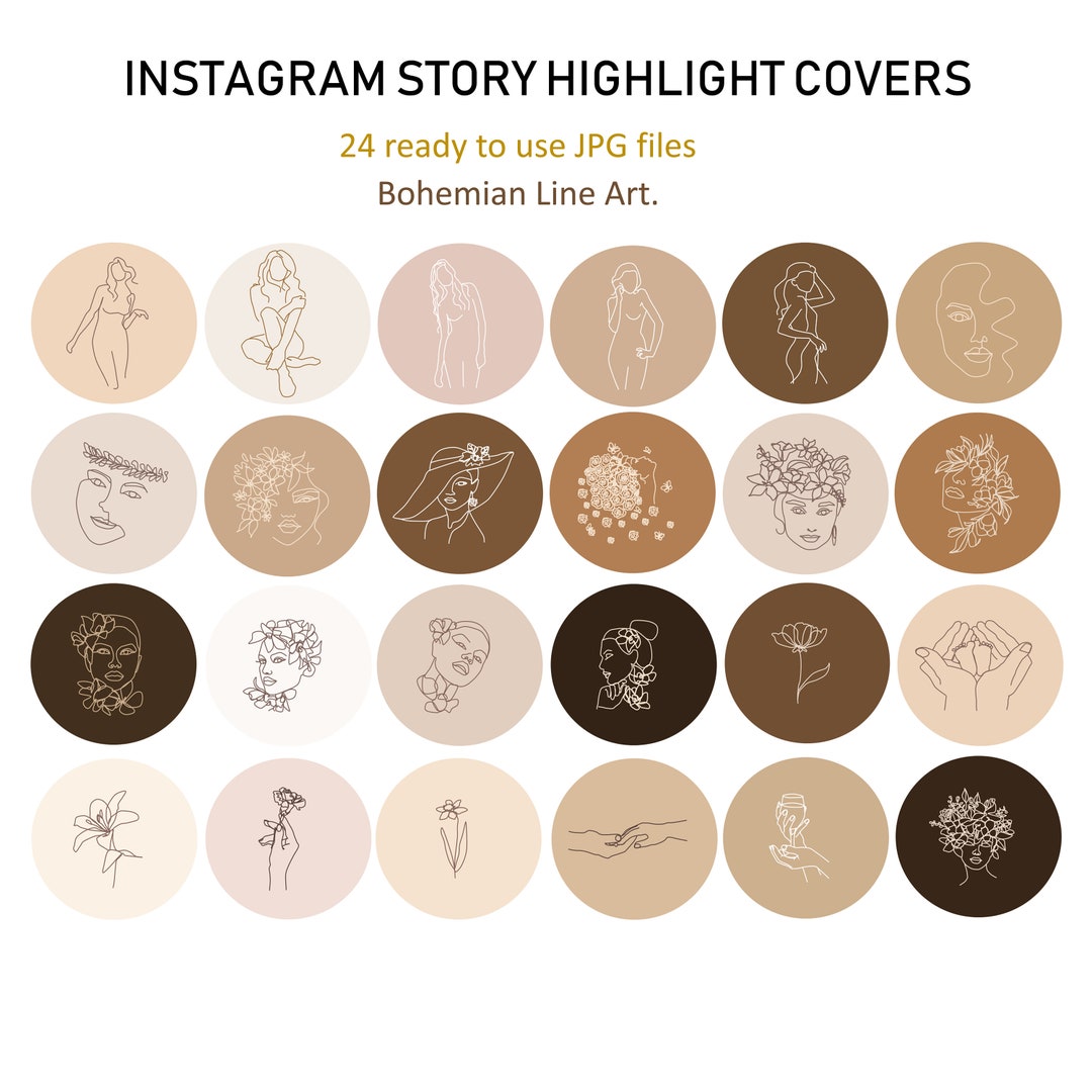 Instagram Story Covers Line Art Highlights 24 Insta Stories - Etsy