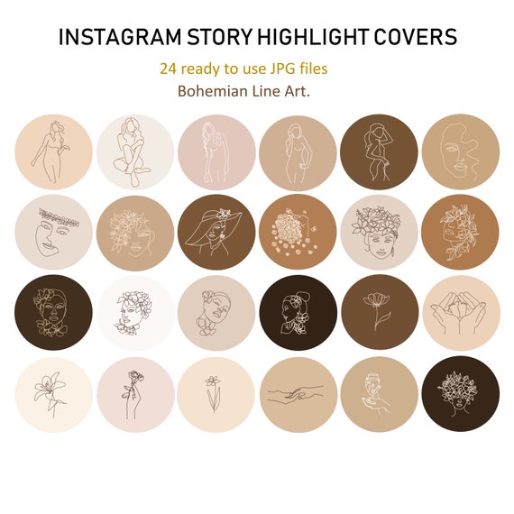 Instagram Story Covers Line Art Highlights 24 Insta Stories | Etsy