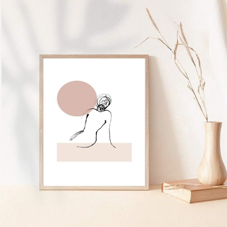 Abstract Woman Body Simple Line Drawing Feminine Sketch Etsy