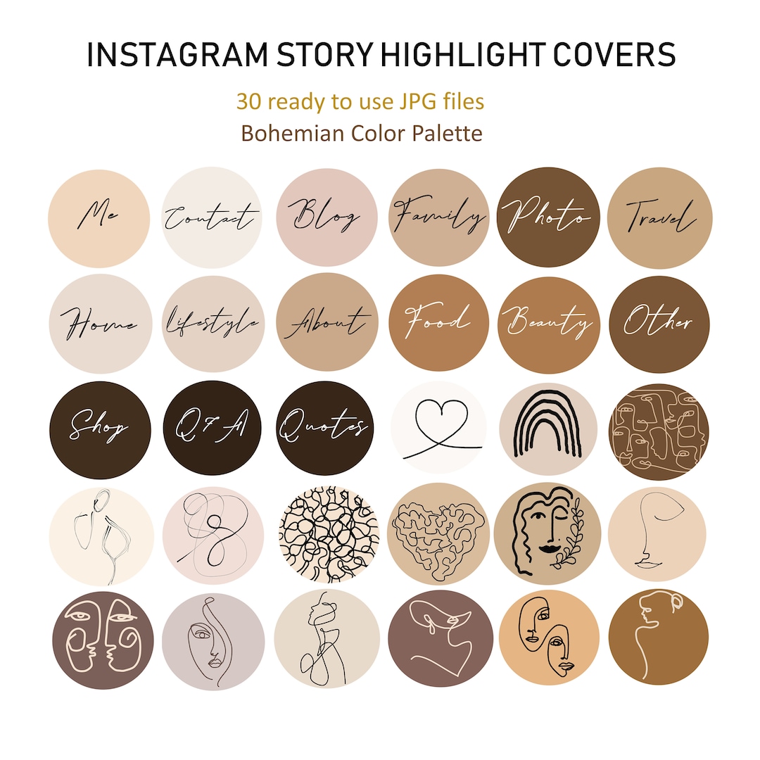 Instagram Story Highlights Set Boho Beige Palette Icons - Etsy