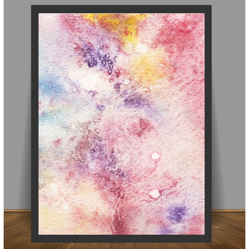 Abstract Watercolor Drawing Print Colorful Wall Decor Large Living Room Art Printable Poster Modern Bedroom Horizontal Print Digital Artwork