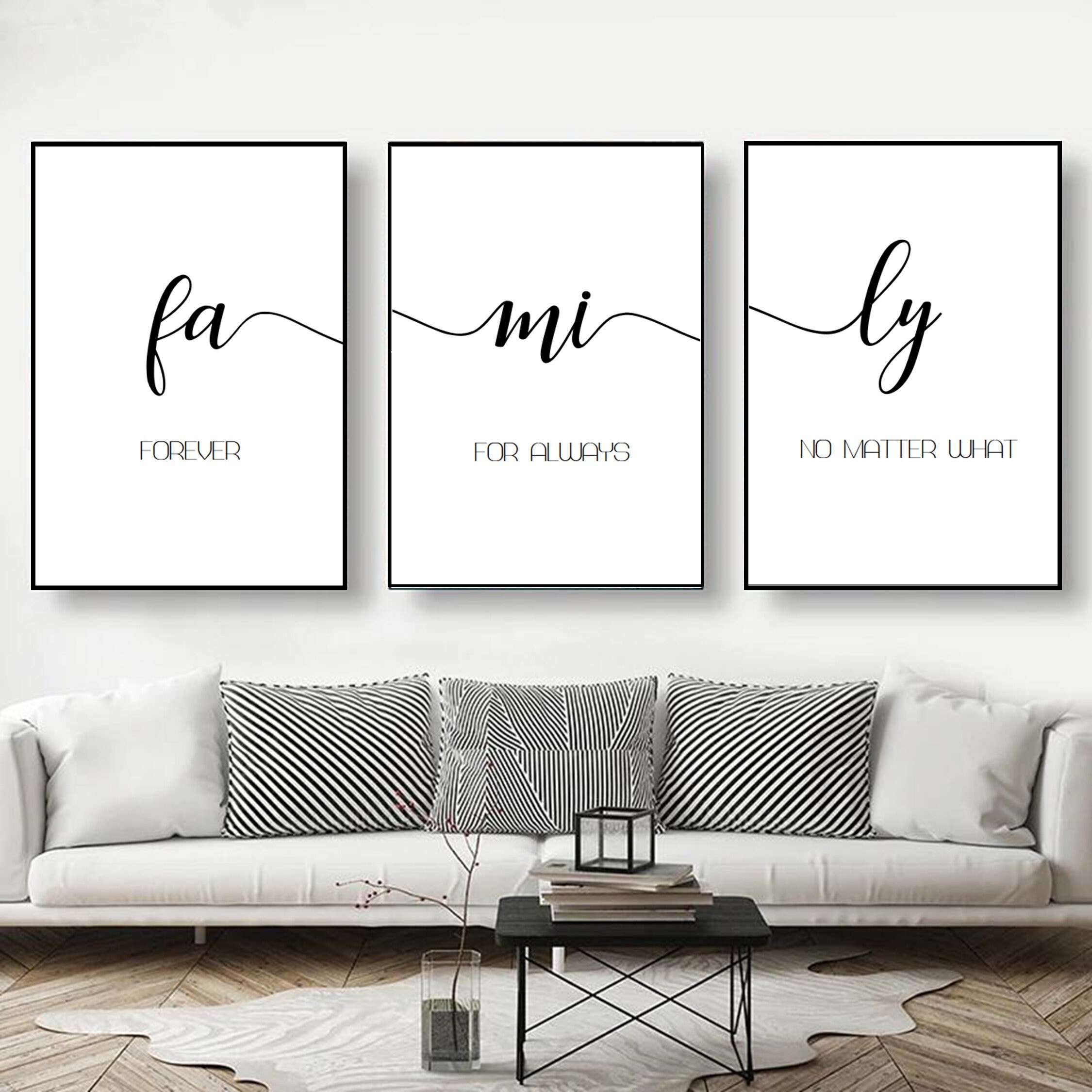 Family sign Set of 3 prints Living Room wall art Family quotes Etsy