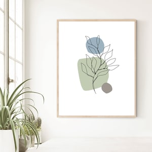 Abstract Line Art Botanical Set of 4 Printable Posters Green - Etsy