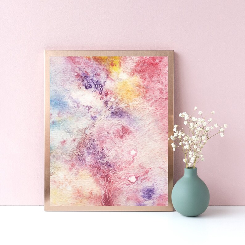 Abstract Watercolor Drawing Print Colorful Wall Decor Large Living Room Art Printable Poster Modern Bedroom Horizontal Print Digital Artwork