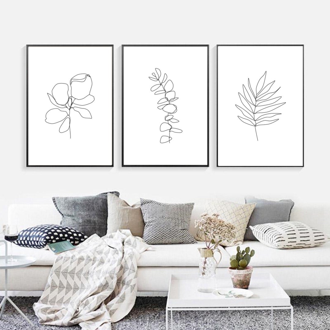 Line Art Leaves Set of 3 Wall Prints Abstract Botany Prints - Etsy