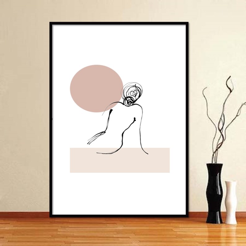 Abstract Woman Body Simple Line Drawing Feminine Sketch Etsy