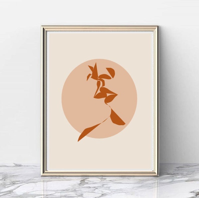 Romantic Wall Art Abstract Kiss Couple Drawing Bedroom Decor Etsy