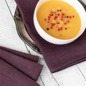 Aubergine Linen Napkins, 18x18, Cocktail Napkins Set