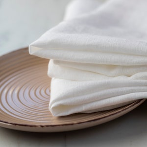 White stonewashed linen cloth napkins bulk for Wedding table decor Large white linen napkins 18x18 size