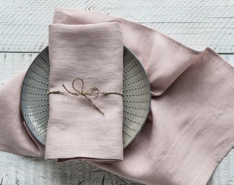 Ensemble de serviettes blush de 6 serviettes en lin rose Ensemble de serviettes en tissu