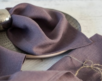 Softened stonewashed light purple napkins for dinning table decor Reusable napkins zero waste Many colors available