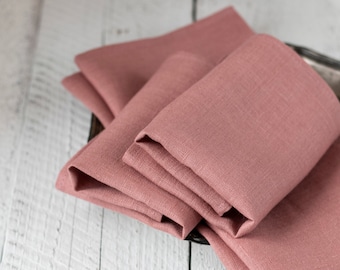 Woodrose pink linen napkin set for dinning table decor Softened linen napkins bulk Pink wedding table decor Reusable cloth napkins bulk