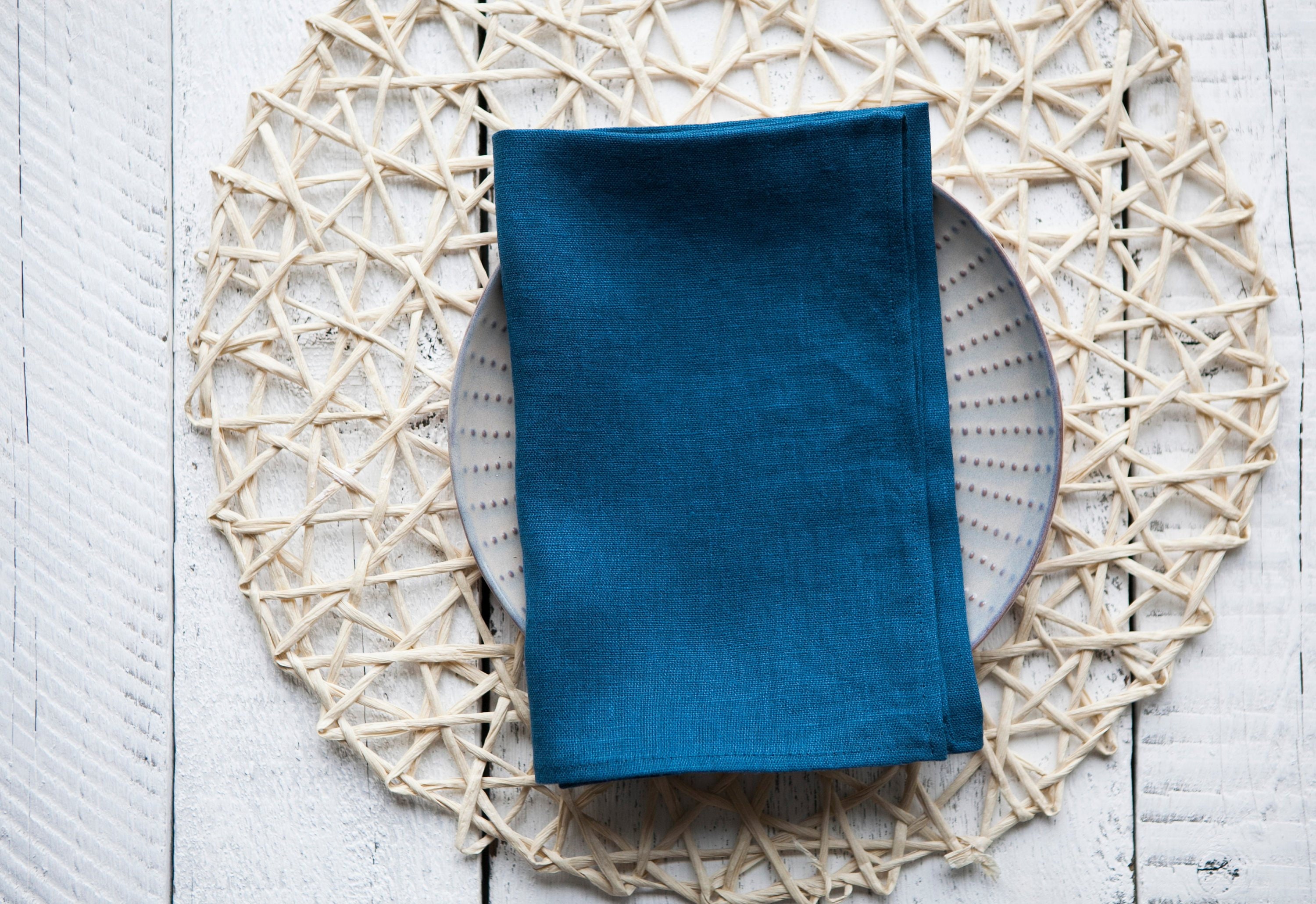 Teal Blue Linen Napkins Set Wedding Cocktail Napkins Cloth Etsy Australia