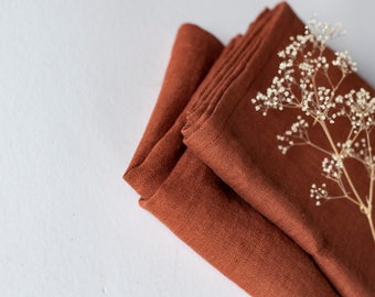 Burnt orange napkins set, linen napkins set, wedding cocktail napkins, small cloth napkins set 12x12'' cloth napkins bulk