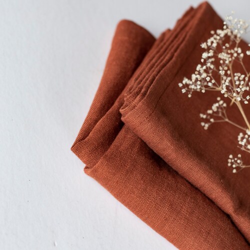 Burnt Orange Napkins Set Linen Napkins Set Wedding Cocktail Etsy