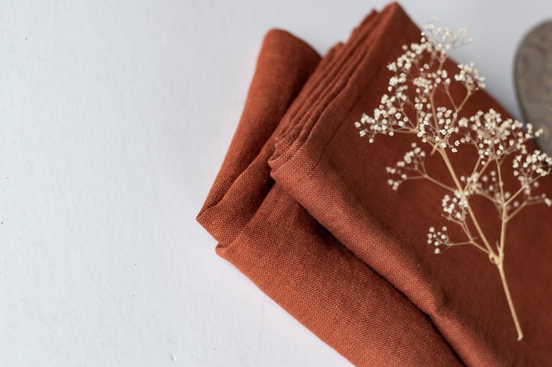 Burnt Orange Napkins Set Linen Napkins Set Wedding Cocktail Etsy