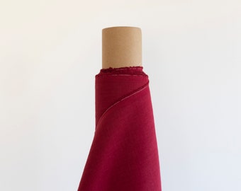 Burgundy linen fabric by the yard, pure 100% linen, red washed linen for clothes, more colors available