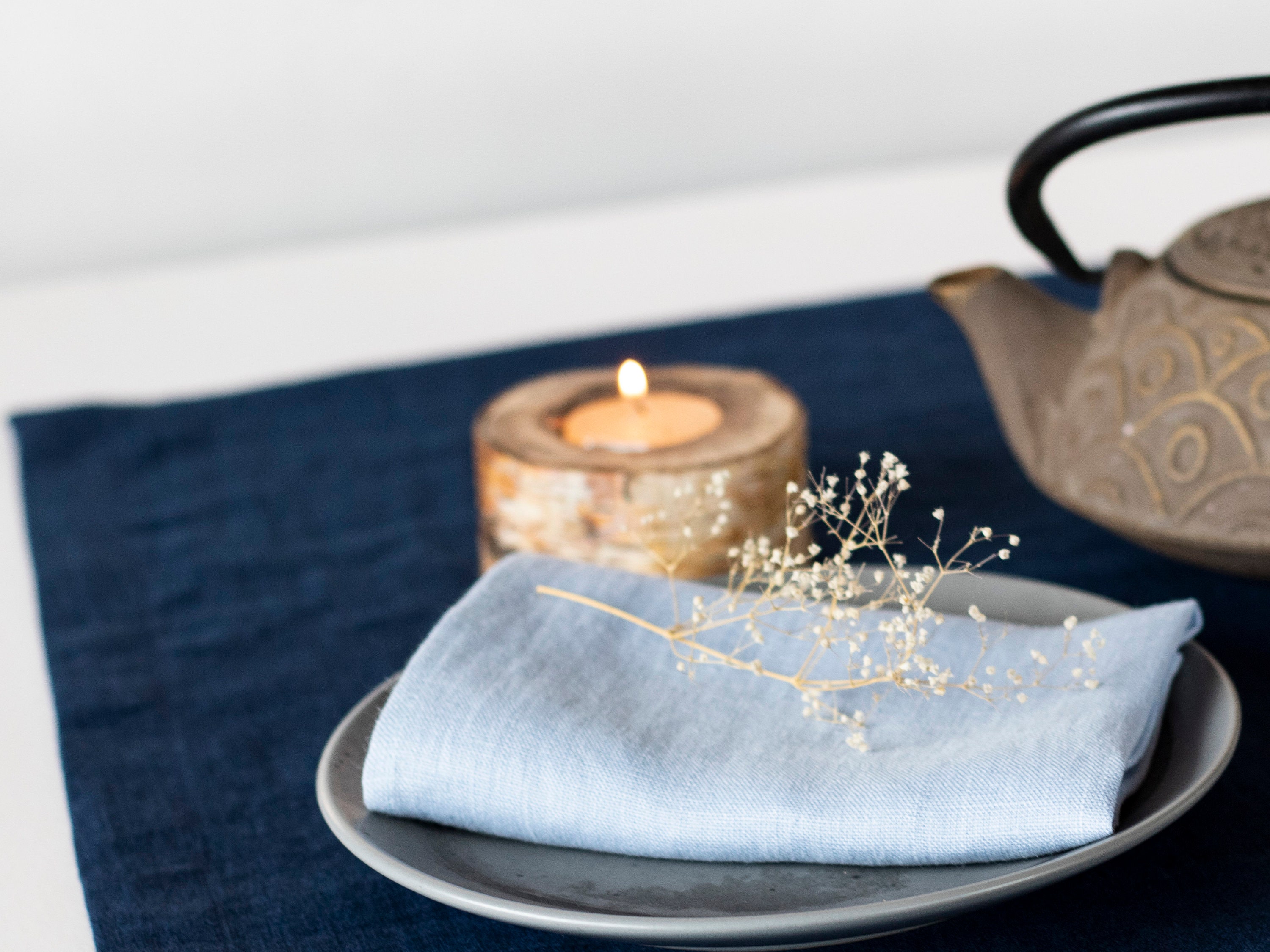 Navy Blue Linen Table Runner or Tablecloth for Table Decor Etsy