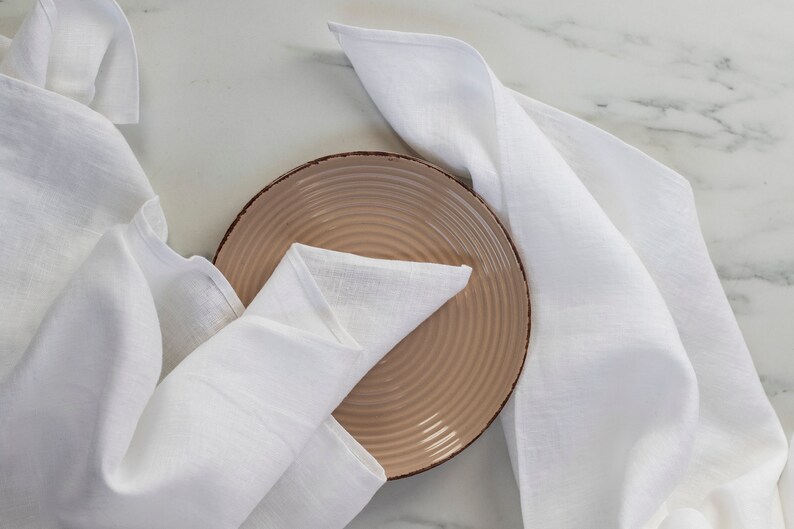 Embroider Linen Napkins White Linen Cloth Napkins Bulk Wedding Etsy
