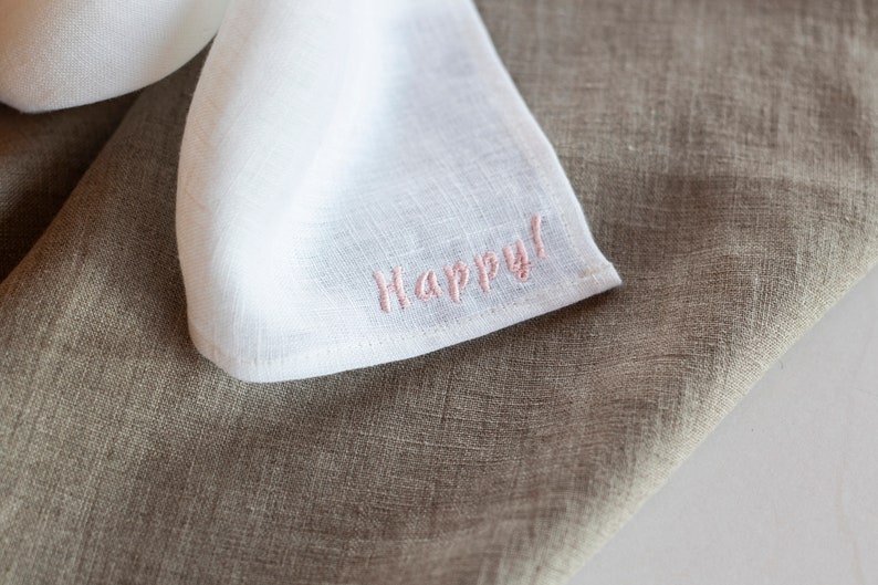 Embroider Linen Napkins White Linen Cloth Napkins Bulk Wedding Etsy