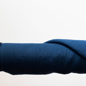 Navy blue linen fabric by the yard, pure 100% linen, dark blue washed linen for clothes, more colors available
