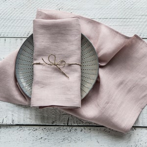 Blush serviette en lin rose ensemble pour dîner table décor Serviettes en lin lavé Rose table de mariage décor Serviettes réutilisables Zéro déchet image 4