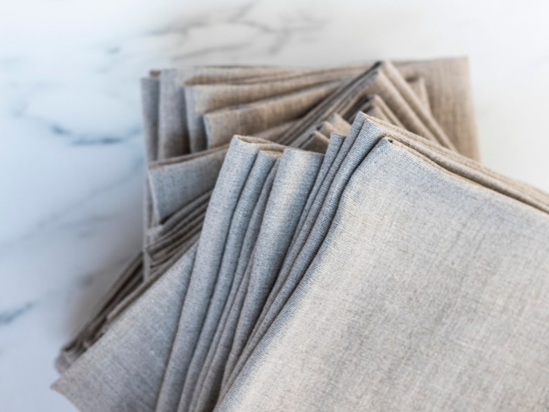 Gray napkins Natural linen cloth napkins bulk Wedding napkins for table decor Napkins bulk Large unpaper napkins Embroider napkin available image 5