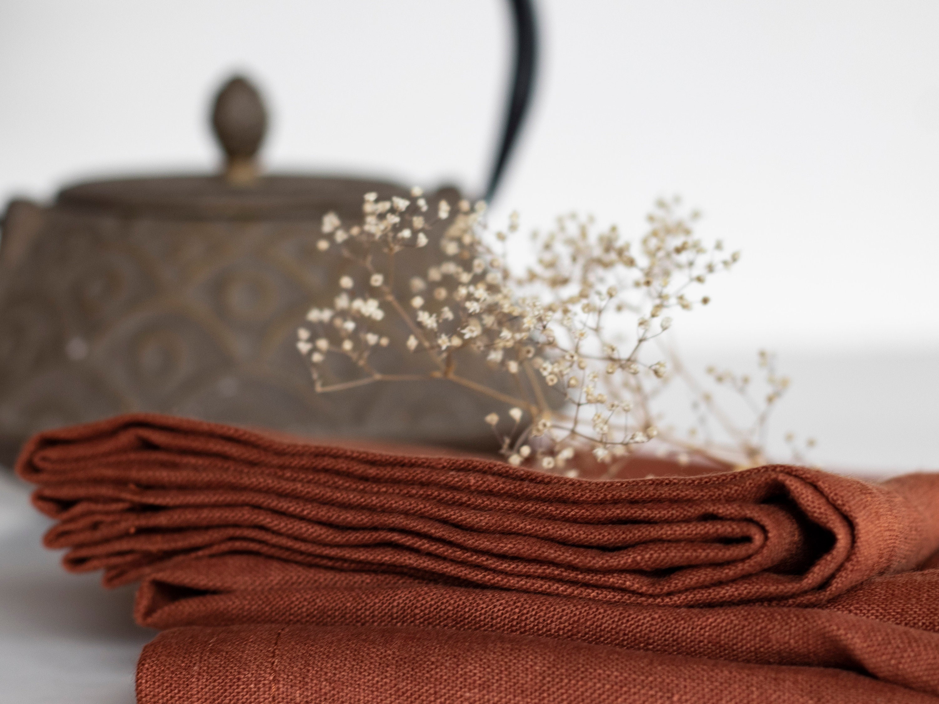 Burnt Orange Napkins Set Linen Napkins Set Wedding Cocktail Etsy