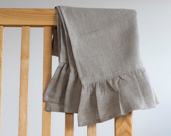 Natural linen ruffled cloth towel, linen tea towel with ruffles, many colors available