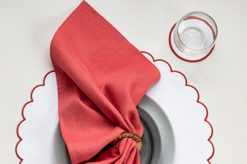 Coral Cloth Napkins Bulk Linen Napkins Set Wedding Cocktail Etsy