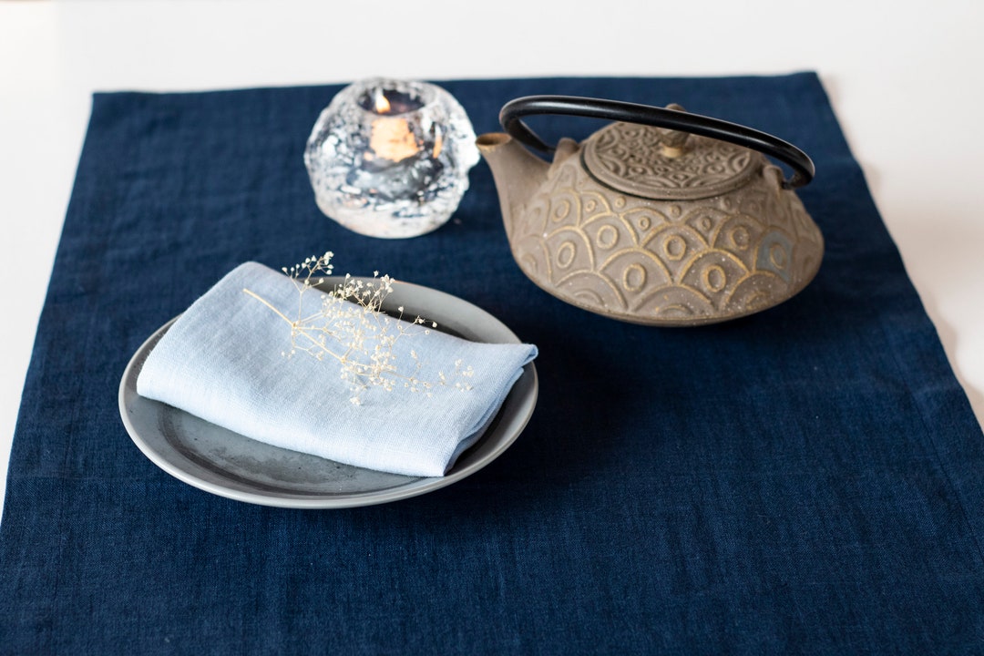 Navy Blue Linen Table Runner or Tablecloth for Table Decor Etsy