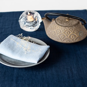 Navy blue linen table runner or tablecloth for table decor Blue table runner Blue tablecloth