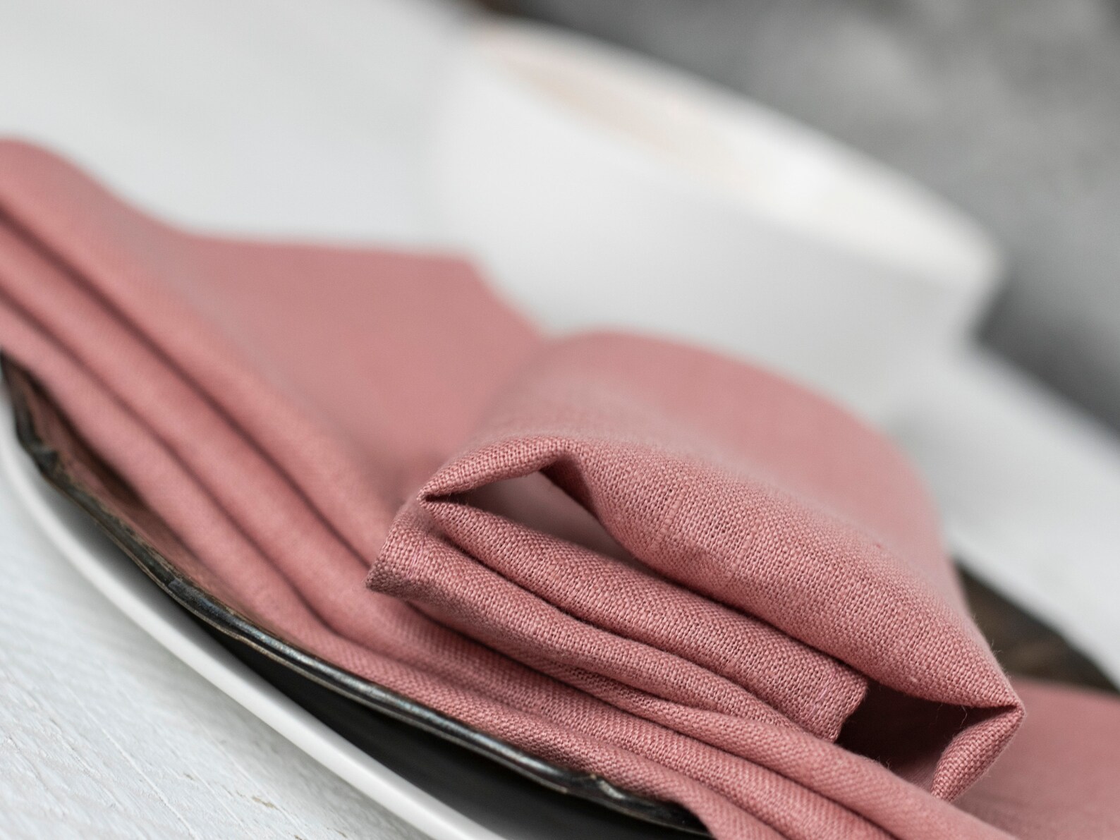 Woodrose pink cloth napkins set Linen napkin bulk Pink Etsy