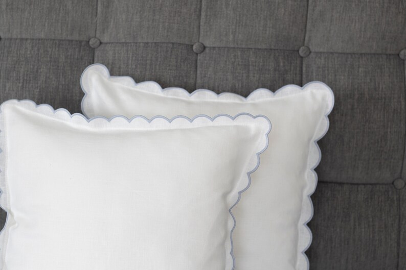 NapkinsWorld Linen Scalloped Edge Pillow Cover - Thumbnail 4