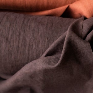Chocolate brown linen fabric by the yard, dark gray pure 100% linen, washed linen for clothes, more colors available image 6