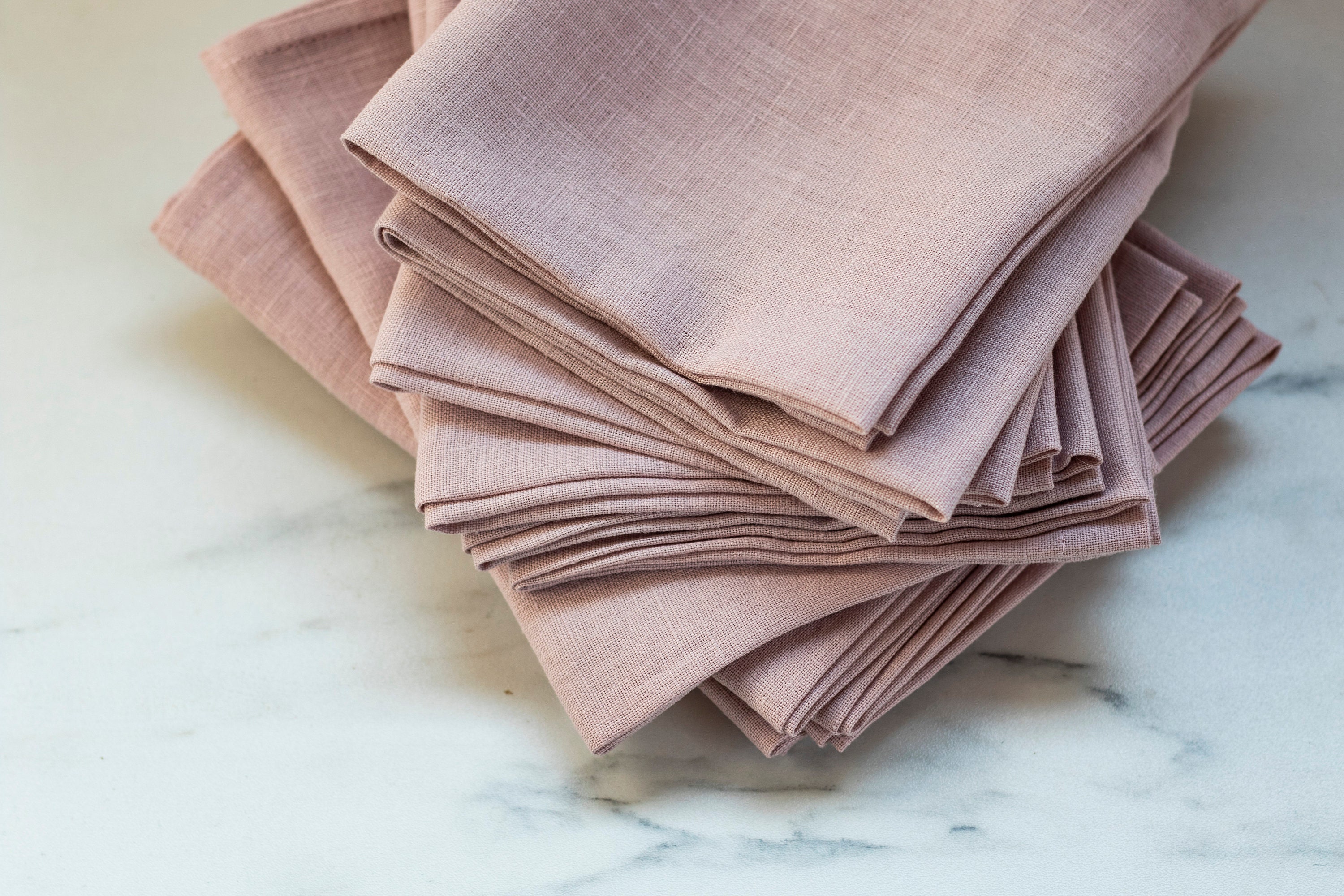  12 Pack Handmade Cloth Napkins Pink, Cotton Dinner