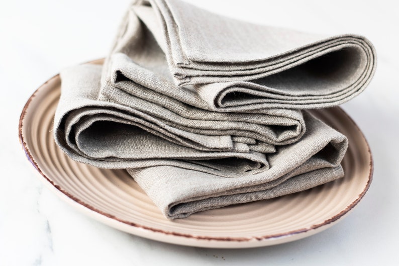 Softened Natural Linen Dinner Napkins Bulk for Party Table Etsy