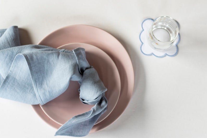 Blue cloth napkins bulk Pale blue linen napkins Linen napkins Etsy