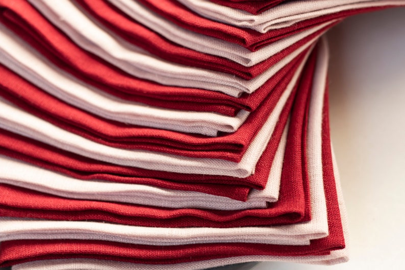 Blush pink and burgundy napkins, cloth napkins bulk, linen napkins set, wedding cocktail napkins, small cloth napkins set 12x12 size image 4