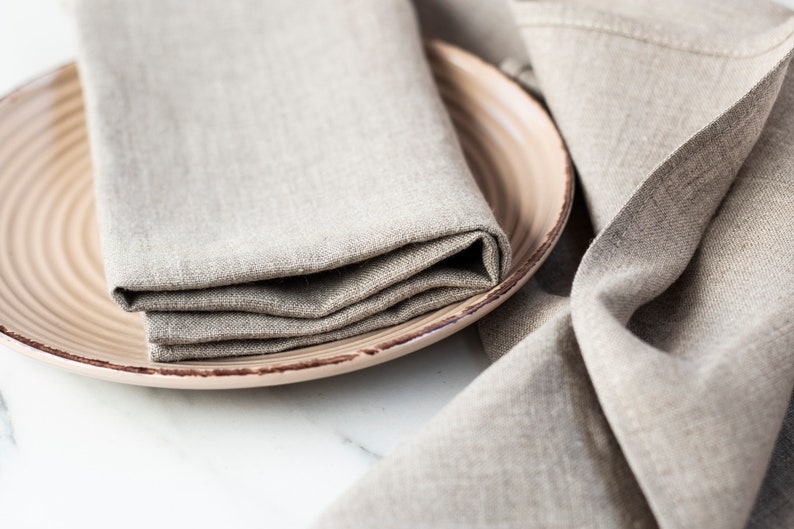 Softened Natural Linen Dinner Napkins Bulk for Party Table Etsy