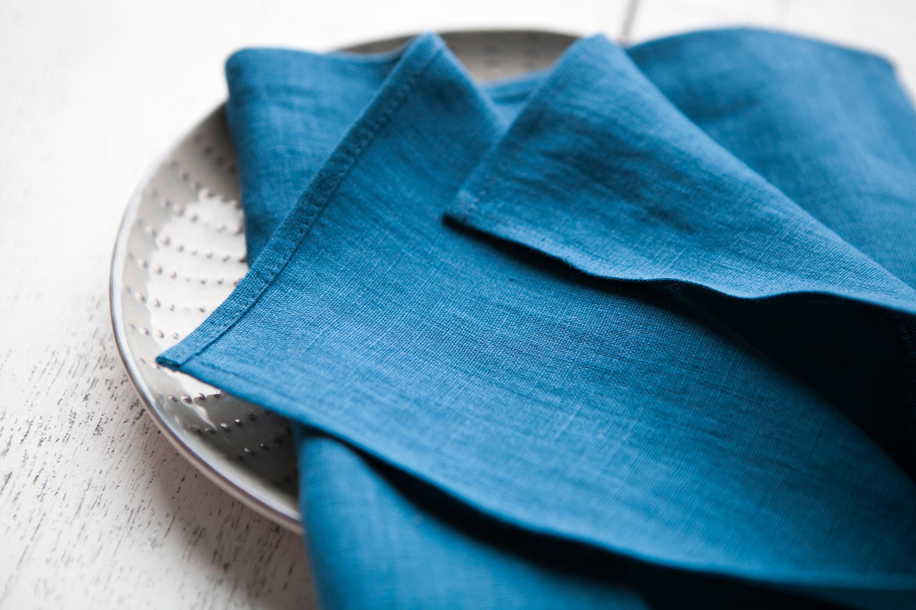 Teal Blue Linen Napkins Set Wedding Cocktail Napkins Cloth Etsy Australia