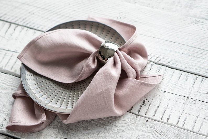 Blush pink and burgundy napkins, cloth napkins bulk, linen napkins set, wedding cocktail napkins, small cloth napkins set 12x12 size image 10